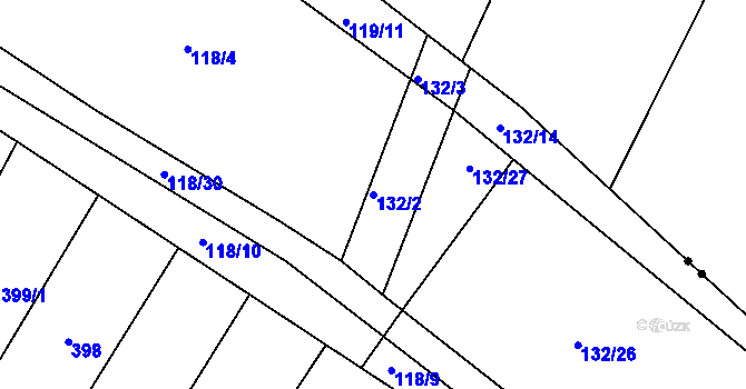 Parcela st. 132/2 v KÚ Bilina, Katastrální mapa