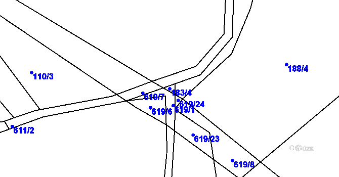 Parcela st. 183/4 v KÚ Bilina, Katastrální mapa