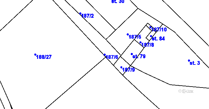 Parcela st. 187/6 v KÚ Bilina, Katastrální mapa
