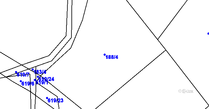 Parcela st. 188/4 v KÚ Bilina, Katastrální mapa