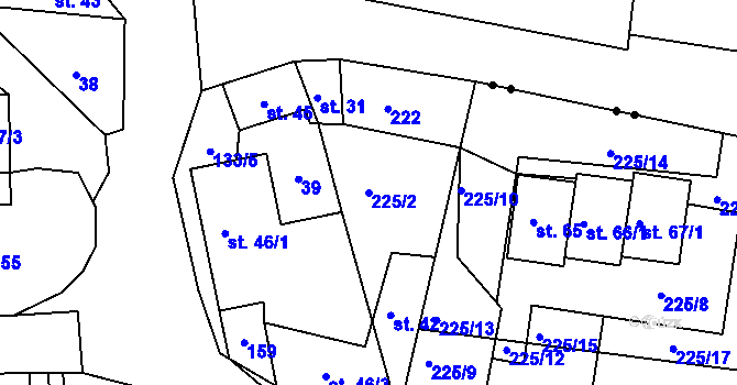 Parcela st. 225/2 v KÚ Bilina, Katastrální mapa