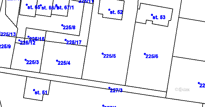 Parcela st. 225/5 v KÚ Bilina, Katastrální mapa