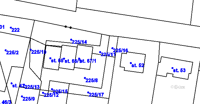 Parcela st. 225/11 v KÚ Bilina, Katastrální mapa