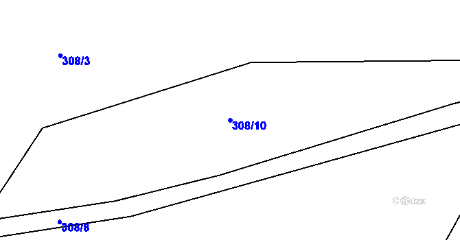 Parcela st. 308/10 v KÚ Bilina, Katastrální mapa