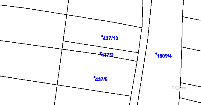 Parcela st. 437/2 v KÚ Bilina, Katastrální mapa