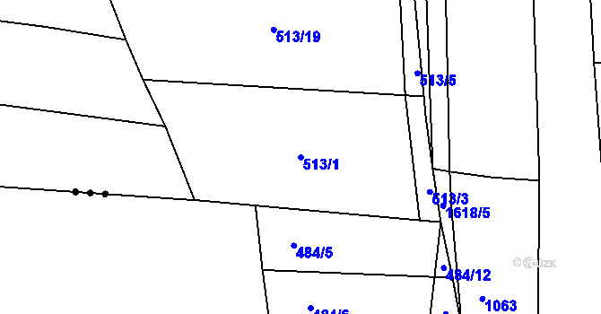 Parcela st. 513/1 v KÚ Bilina, Katastrální mapa