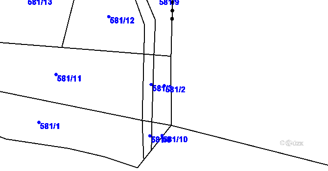 Parcela st. 581/2 v KÚ Bilina, Katastrální mapa