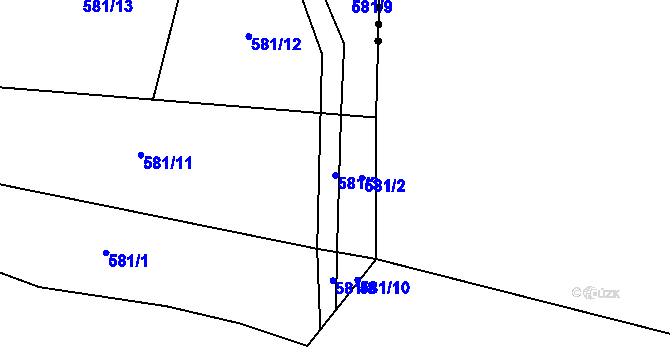 Parcela st. 581/3 v KÚ Bilina, Katastrální mapa