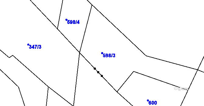 Parcela st. 598/3 v KÚ Bilina, Katastrální mapa