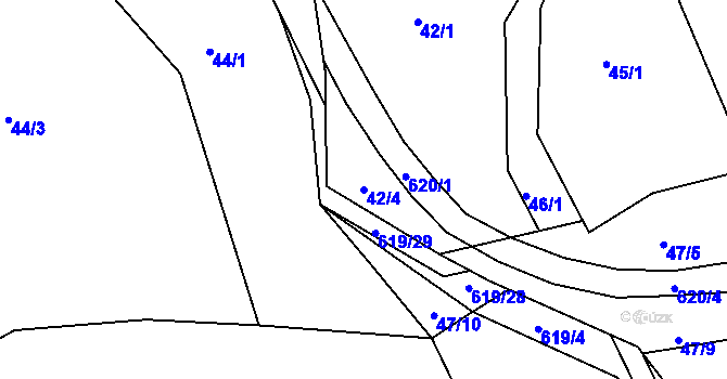 Parcela st. 42/4 v KÚ Bilina, Katastrální mapa