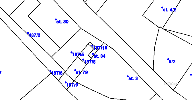 Parcela st. 85 v KÚ Bilina, Katastrální mapa