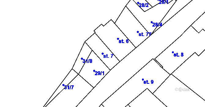 Parcela st. 7 v KÚ Veselíčko u Milevska, Katastrální mapa