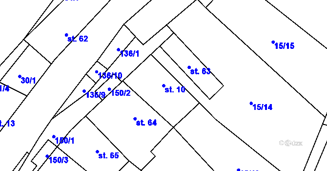 Parcela st. 10 v KÚ Veselíčko u Milevska, Katastrální mapa