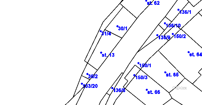 Parcela st. 13 v KÚ Veselíčko u Milevska, Katastrální mapa