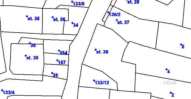 Parcela st. 38 v KÚ Veselíčko u Milevska, Katastrální mapa