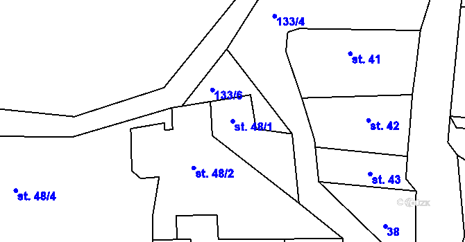 Parcela st. 48/1 v KÚ Veselíčko u Milevska, Katastrální mapa