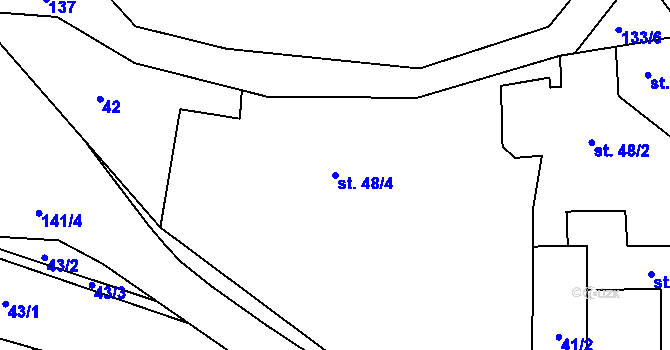 Parcela st. 48/4 v KÚ Veselíčko u Milevska, Katastrální mapa