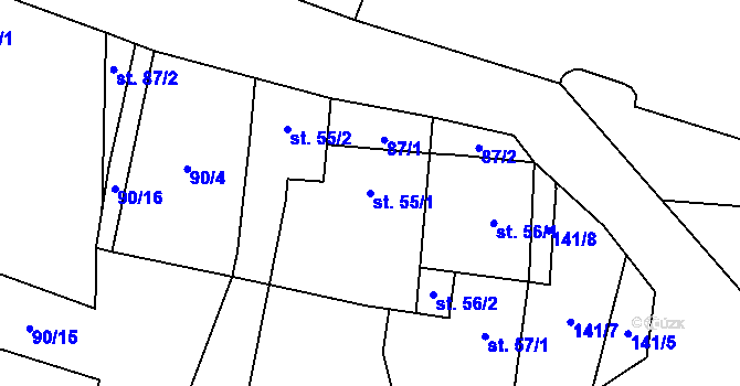 Parcela st. 55/1 v KÚ Veselíčko u Milevska, Katastrální mapa