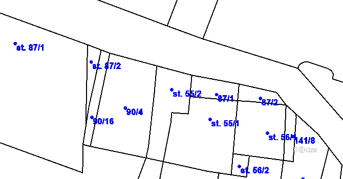 Parcela st. 55/2 v KÚ Veselíčko u Milevska, Katastrální mapa