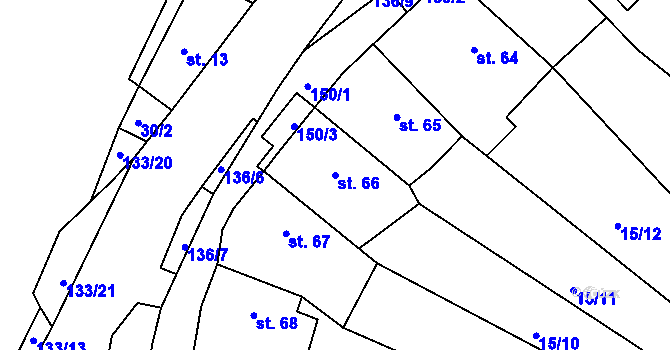 Parcela st. 66 v KÚ Veselíčko u Milevska, Katastrální mapa