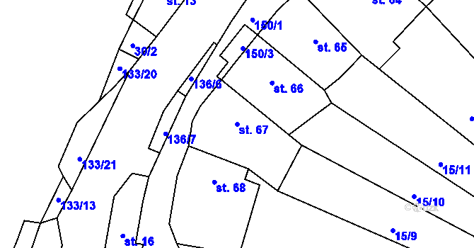 Parcela st. 67 v KÚ Veselíčko u Milevska, Katastrální mapa