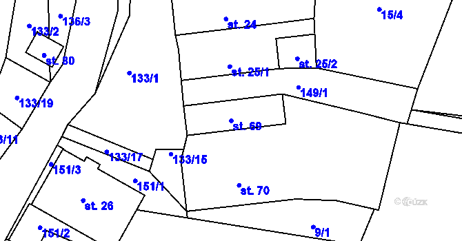 Parcela st. 69 v KÚ Veselíčko u Milevska, Katastrální mapa