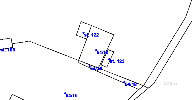 Parcela st. 64/10 v KÚ Veselíčko u Milevska, Katastrální mapa