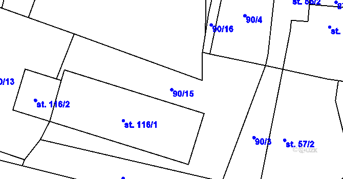 Parcela st. 90/15 v KÚ Veselíčko u Milevska, Katastrální mapa