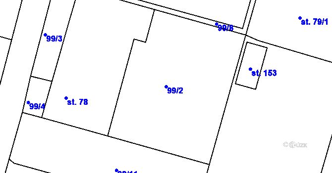 Parcela st. 99/2 v KÚ Veselíčko u Milevska, Katastrální mapa