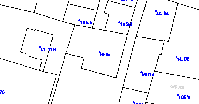 Parcela st. 99/6 v KÚ Veselíčko u Milevska, Katastrální mapa