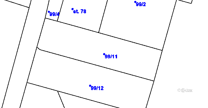 Parcela st. 99/11 v KÚ Veselíčko u Milevska, Katastrální mapa