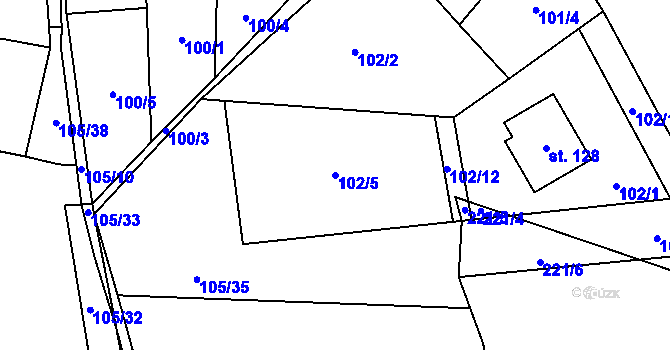 Parcela st. 102/5 v KÚ Veselíčko u Milevska, Katastrální mapa