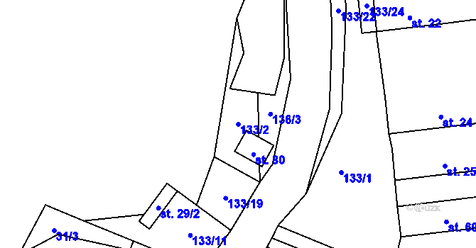 Parcela st. 133/2 v KÚ Veselíčko u Milevska, Katastrální mapa