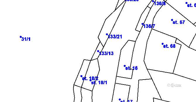 Parcela st. 133/13 v KÚ Veselíčko u Milevska, Katastrální mapa