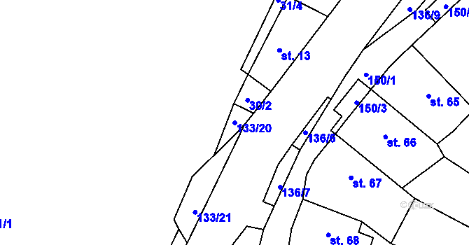 Parcela st. 133/20 v KÚ Veselíčko u Milevska, Katastrální mapa