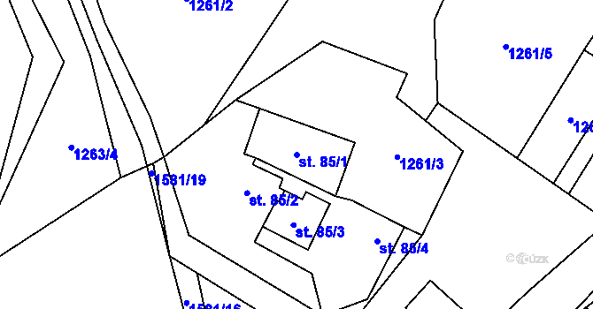 Parcela st. 85/1 v KÚ Veselíčko u Žďáru nad Sázavou, Katastrální mapa