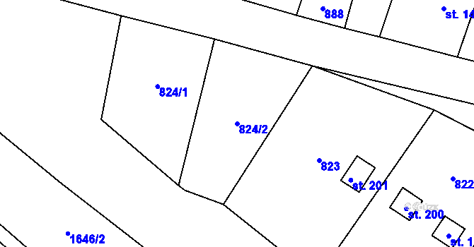 Parcela st. 824/2 v KÚ Veselíčko u Žďáru nad Sázavou, Katastrální mapa