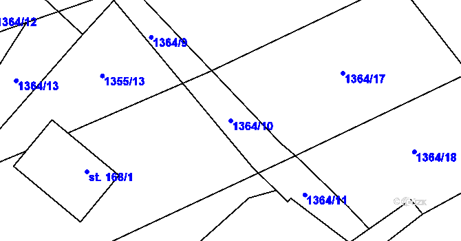 Parcela st. 1364/10 v KÚ Veselíčko u Žďáru nad Sázavou, Katastrální mapa