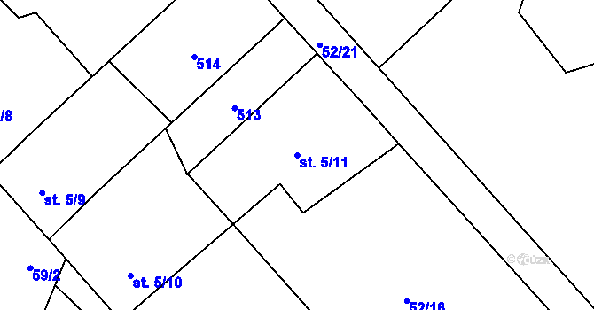 Parcela st. 5/11 v KÚ Tupec, Katastrální mapa