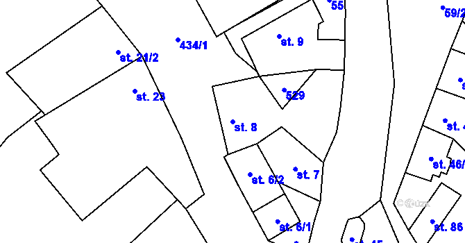Parcela st. 8 v KÚ Tupec, Katastrální mapa