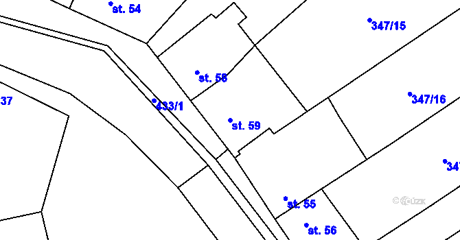 Parcela st. 59 v KÚ Tupec, Katastrální mapa