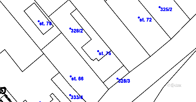 Parcela st. 75 v KÚ Tupec, Katastrální mapa