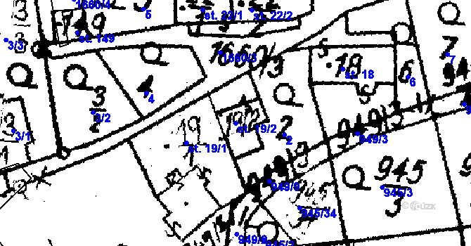 Parcela st. 19/2 v KÚ Veselíčko u Lipníka nad Bečvou, Katastrální mapa