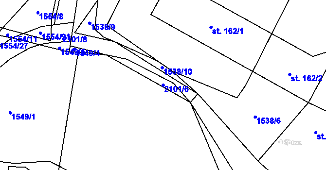 Parcela st. 2101/6 v KÚ Jedovary, Katastrální mapa
