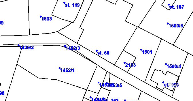Parcela st. 60 v KÚ Jedovary, Katastrální mapa