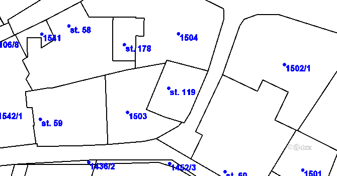 Parcela st. 119 v KÚ Jedovary, Katastrální mapa