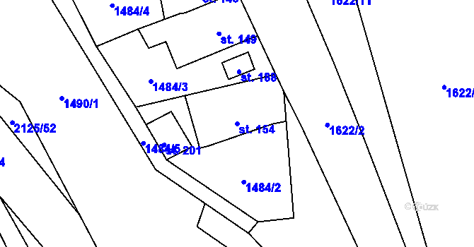 Parcela st. 154 v KÚ Jedovary, Katastrální mapa