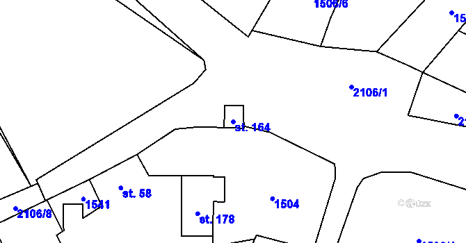 Parcela st. 164 v KÚ Jedovary, Katastrální mapa