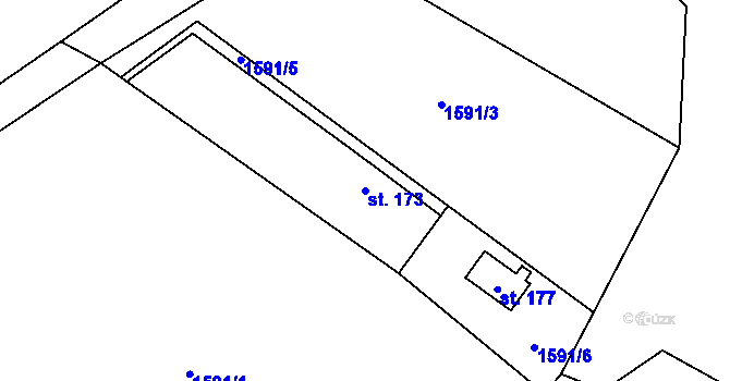 Parcela st. 173 v KÚ Jedovary, Katastrální mapa