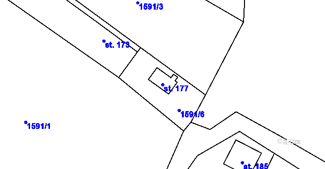 Parcela st. 177 v KÚ Jedovary, Katastrální mapa